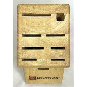 Wusthof Light Brown Wooden Kitchen Knife Block 9 Slots, 3.75" x 8" - EUC